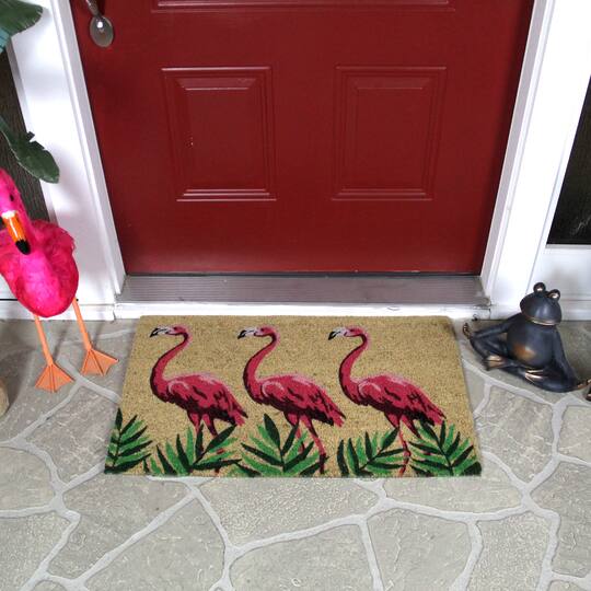 Pink & Green Flamingo Doormat